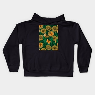 Dandelion meadow on dark green Kids Hoodie